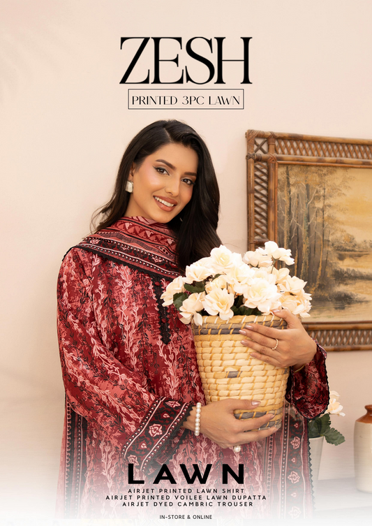 Zesh Unstitched Lawn 3 Piece in Wholesale Price 100% Original 🔥❤️