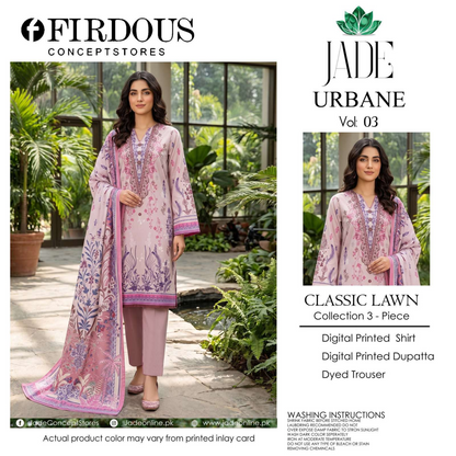 FIRDOUS JADE Pink 3-Piece