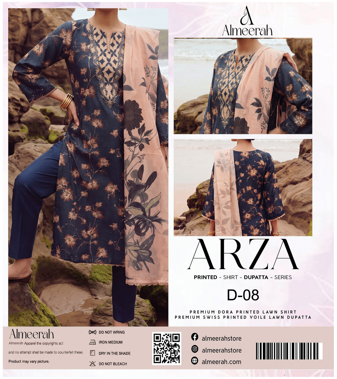 Almeerah ARZA – PRINTED D-08 2PC Premium Lawn Collection