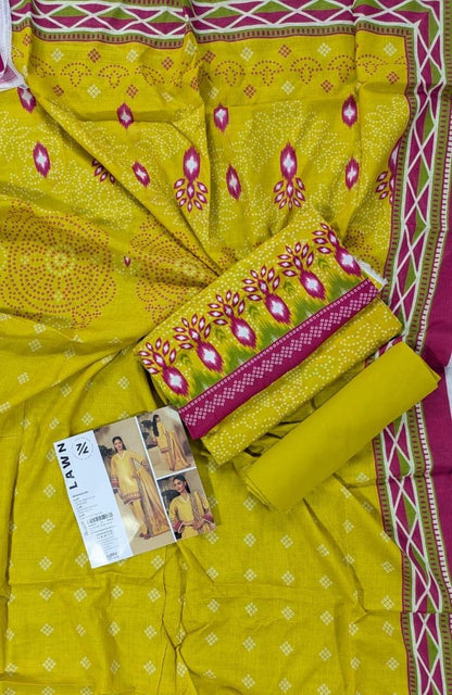 ZELLBURY Unstitched 3pcs Lawn Collection D.C:- WUS26X30763