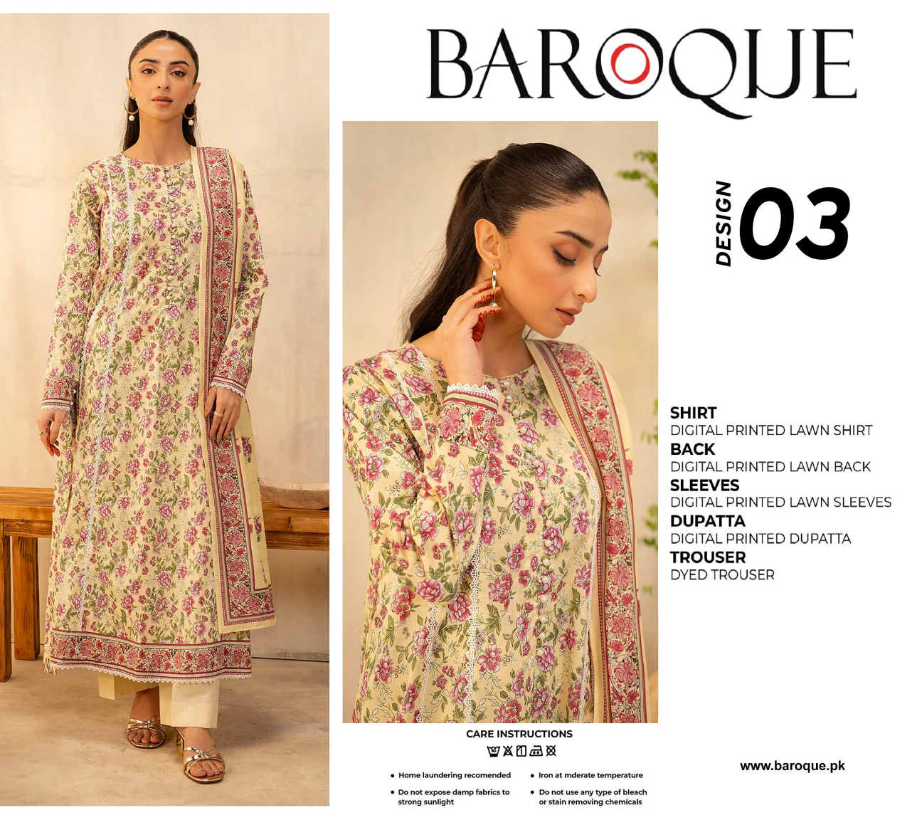 Baroque Pink D-03 Printed Lawn Collection