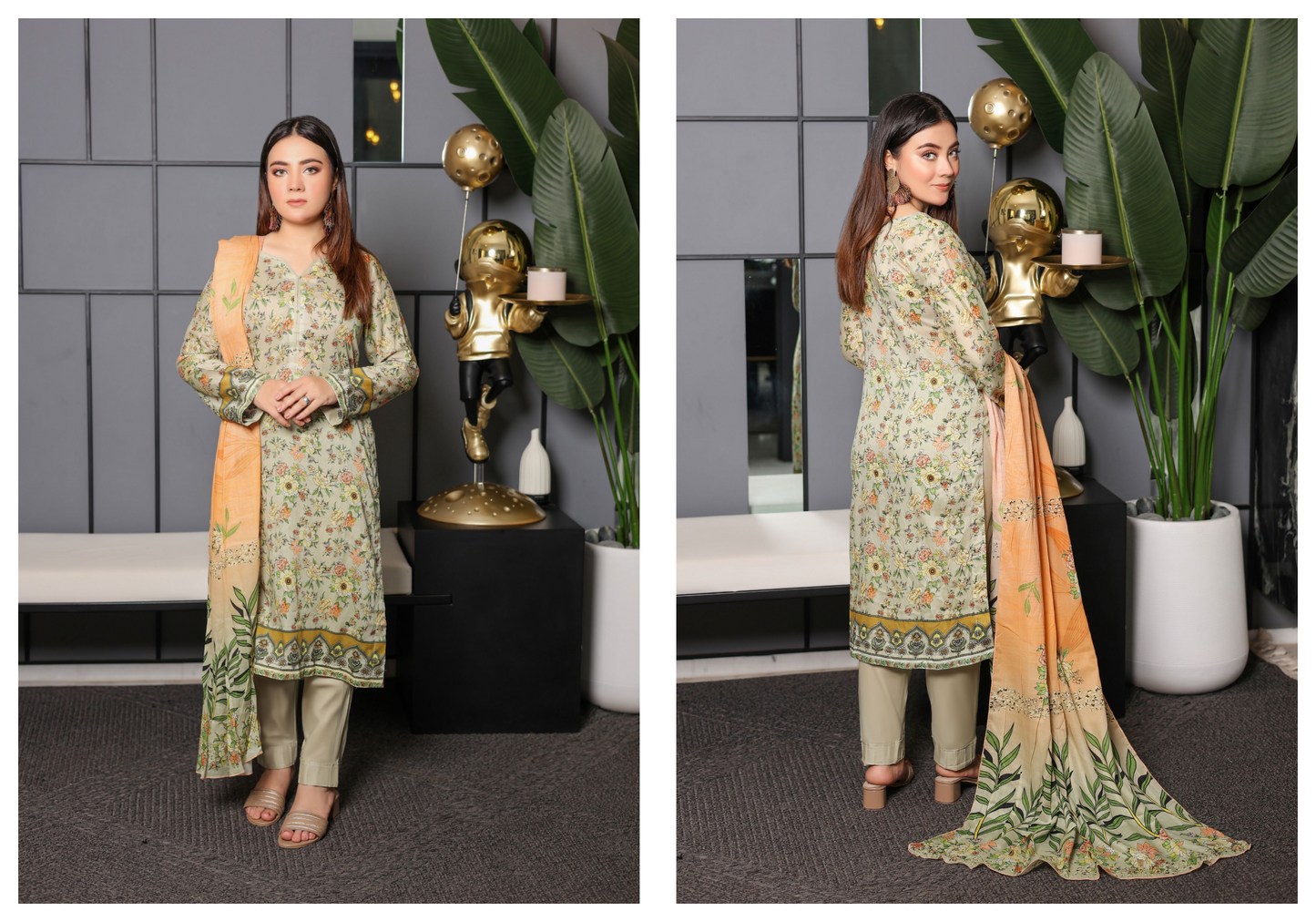 JAWED ARTS ZEBTAN –  3PC UNSTITCHED SUIT Design: 3