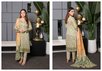 JAWED ARTS ZEBTAN –  3PC UNSTITCHED SUIT Design: 3