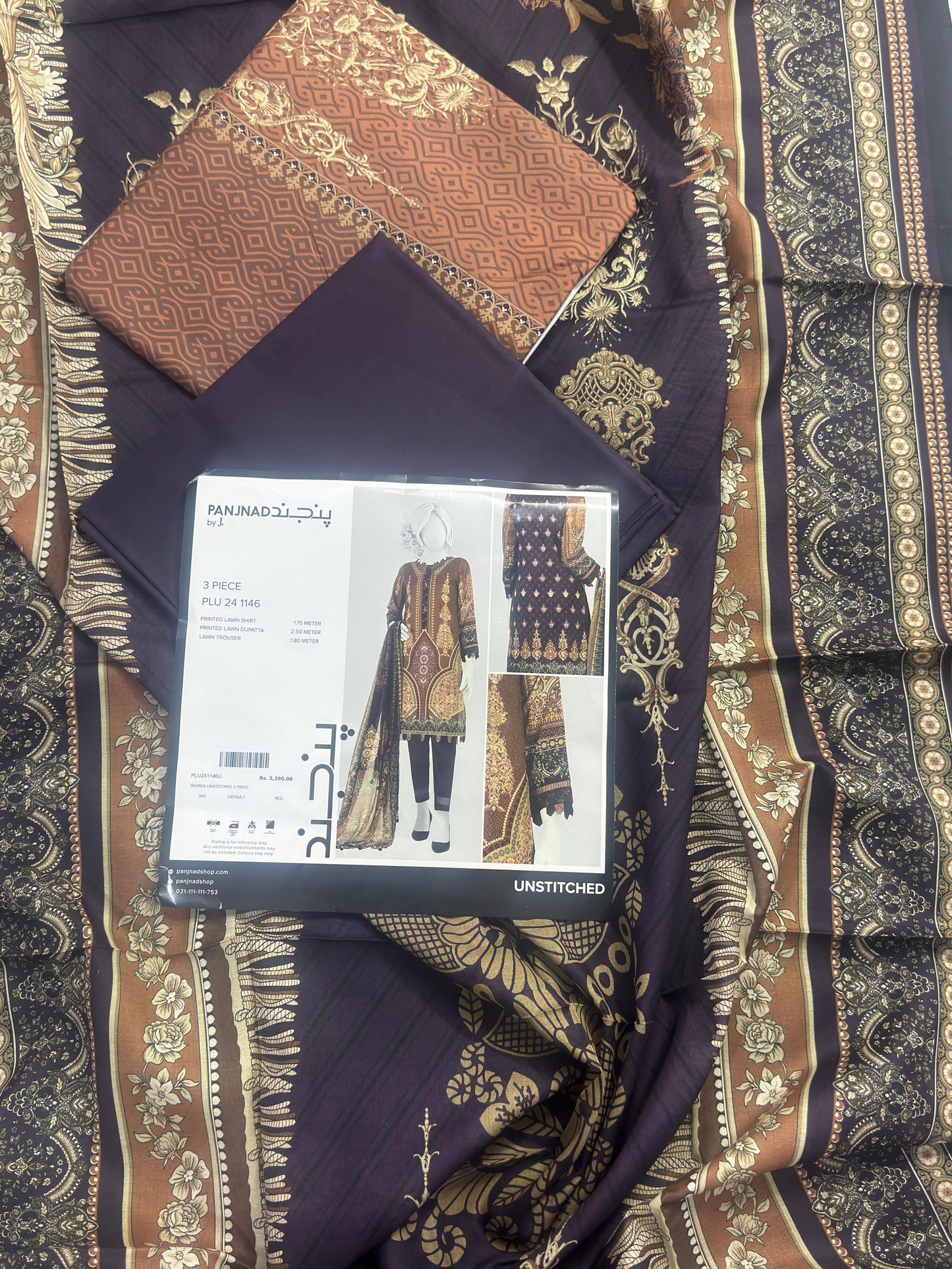 ✨J. PANJNAD 100% Original Unstitched 3 Piece✨ Part 2