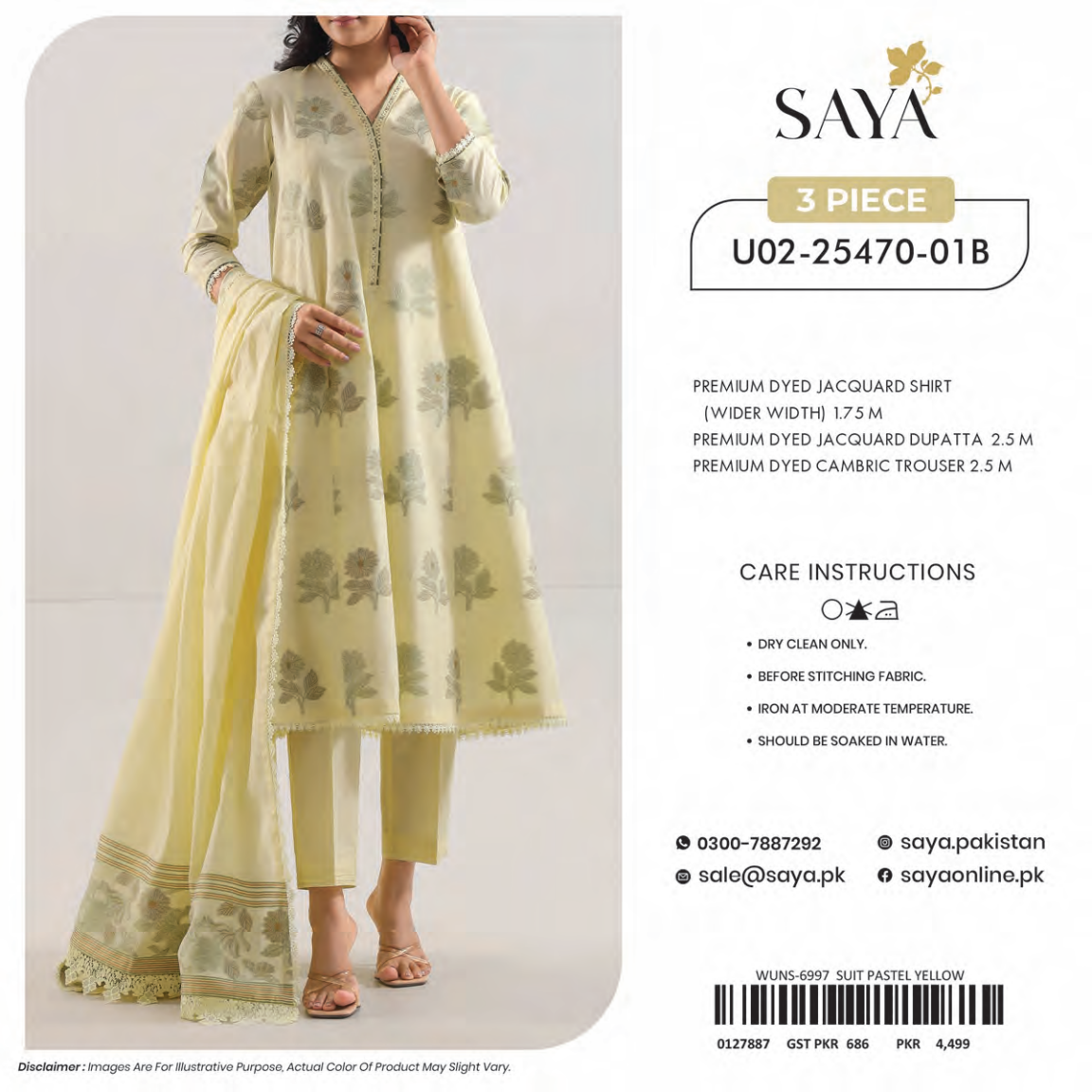 Saya Unstitched Jacquard 100% Original Cotton 3 PCs Suit In WHOLESALE PRICE 💯✨