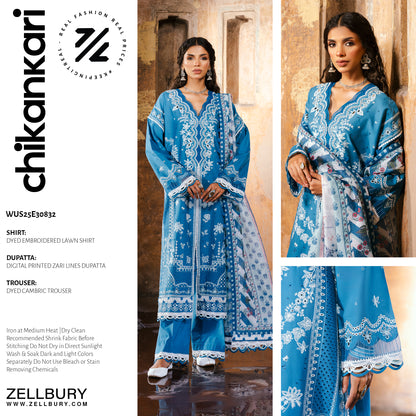 ZELLBURY 🌟 CHIKANKARI 💙 ROYAL BLUE ZARI ELEGANCE – WUS25E30832 💙