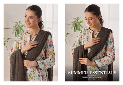 MJ Safaa Print Kari Lawn Collection – Chapter S - Premium Printed Lawn 3-Piece Suit Design# D-E0501-08
