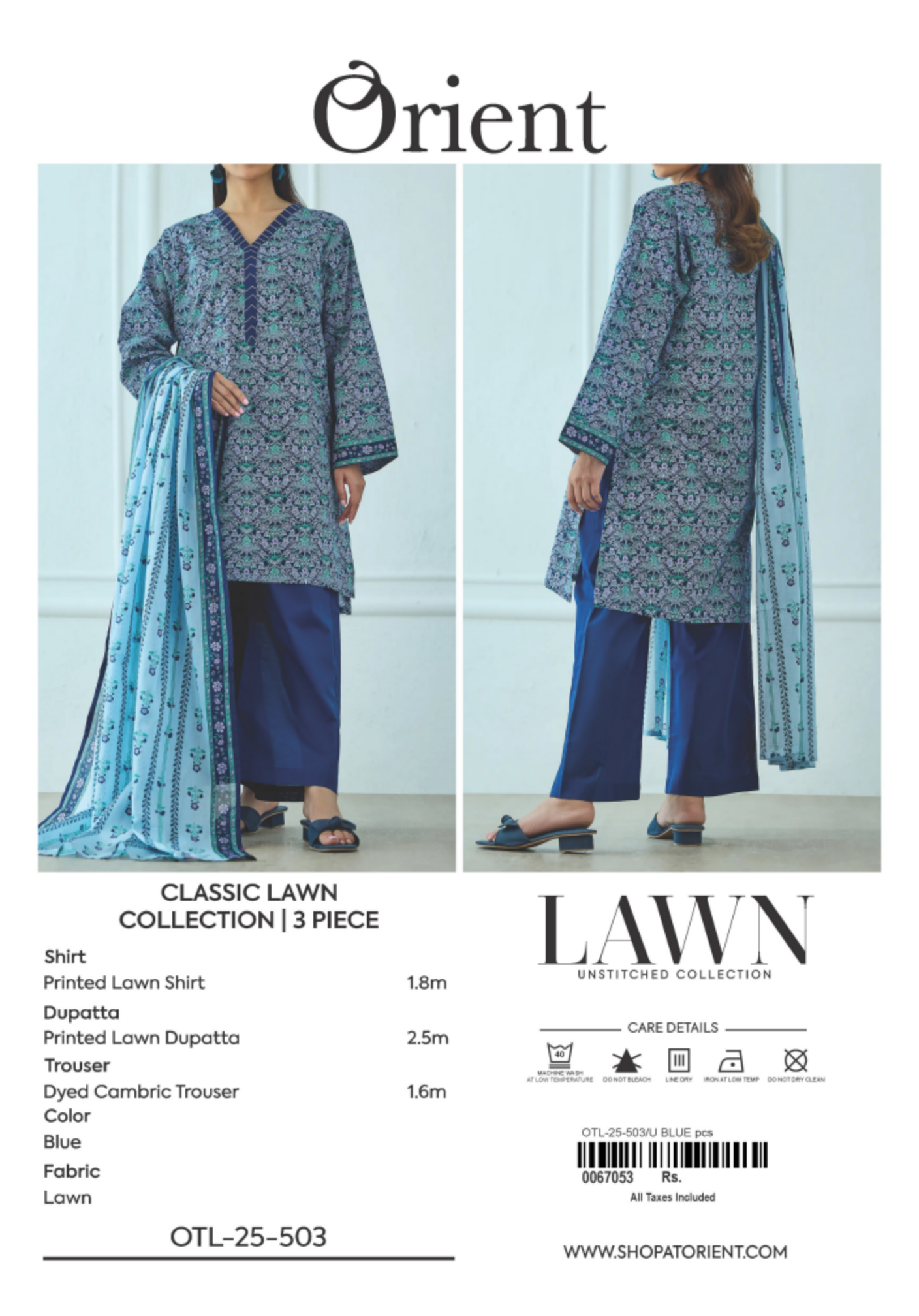 ✨ORIENT 100% ORIGINAL Unstitched Lawn 3 Piece✨ Design #OTL-25-503