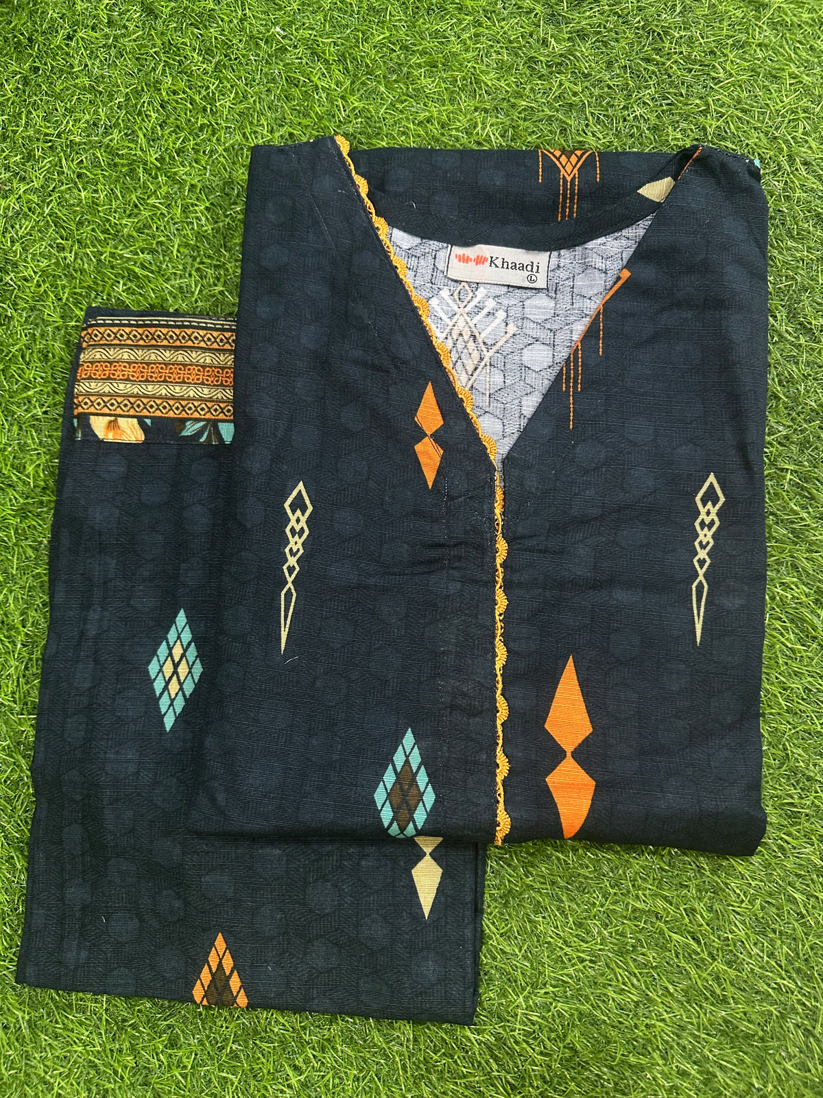 Khaadi Teal-Orange Stitch 2Pcs
