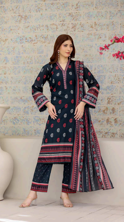 ALISHA D-04 DIGITAL PRINTED LAWN  3PCS