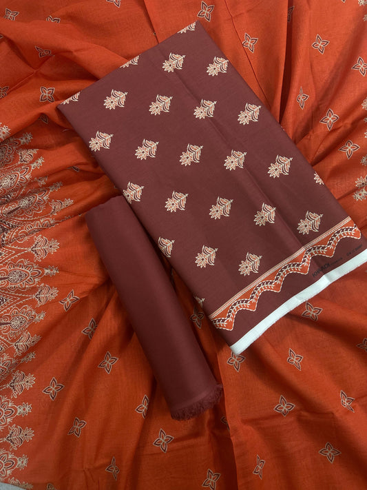 Branded Maroon Printed 3Pcs