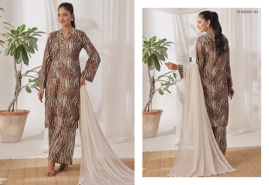 MJ Safaa Print Kari Lawn Collection – Chapter S - Premium Printed Lawn 3-Piece Suit Design#D-E0501-01