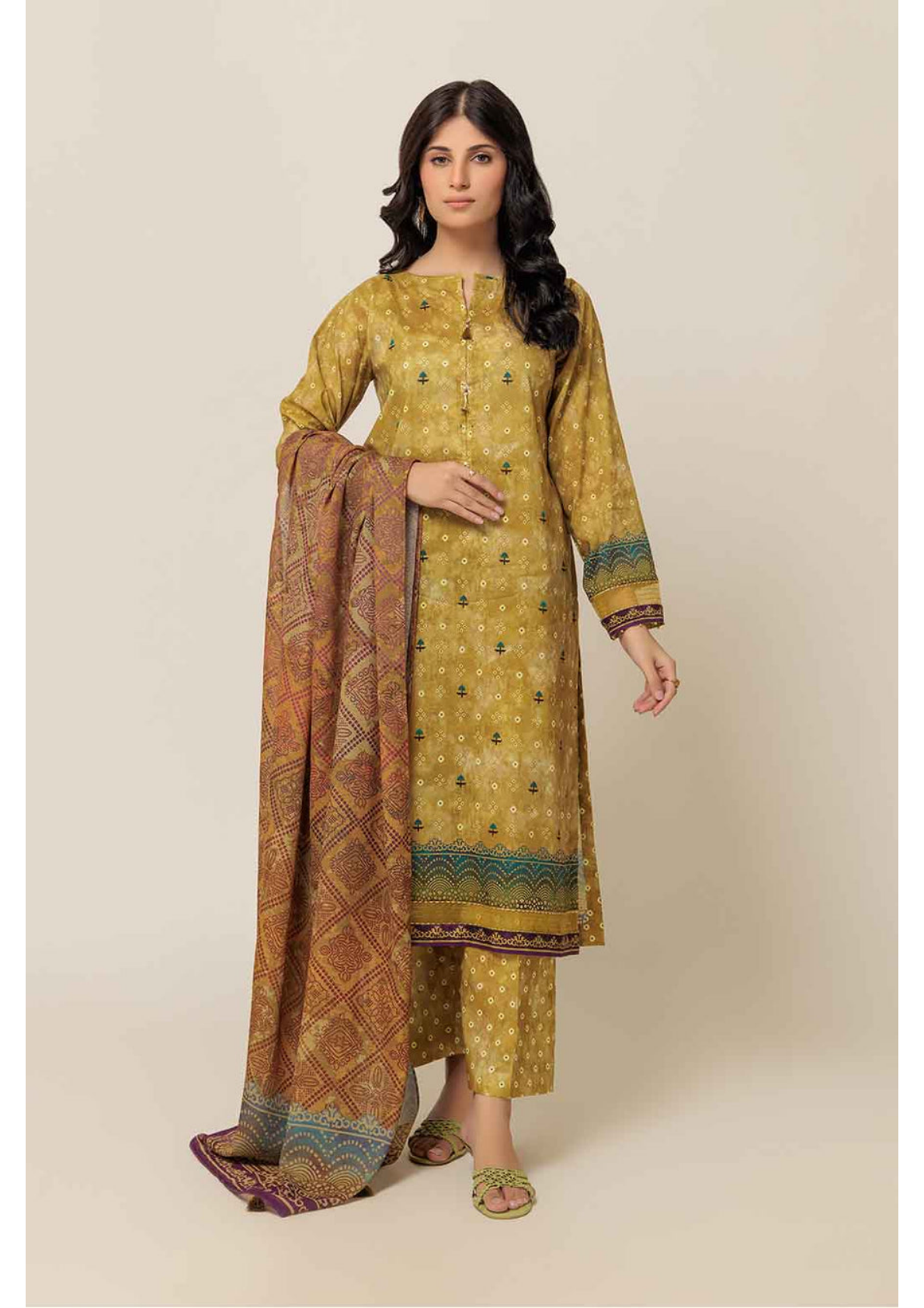 Bonanza Satrangi 100% Original Lawn Dupatta Unstitched 3 Piece