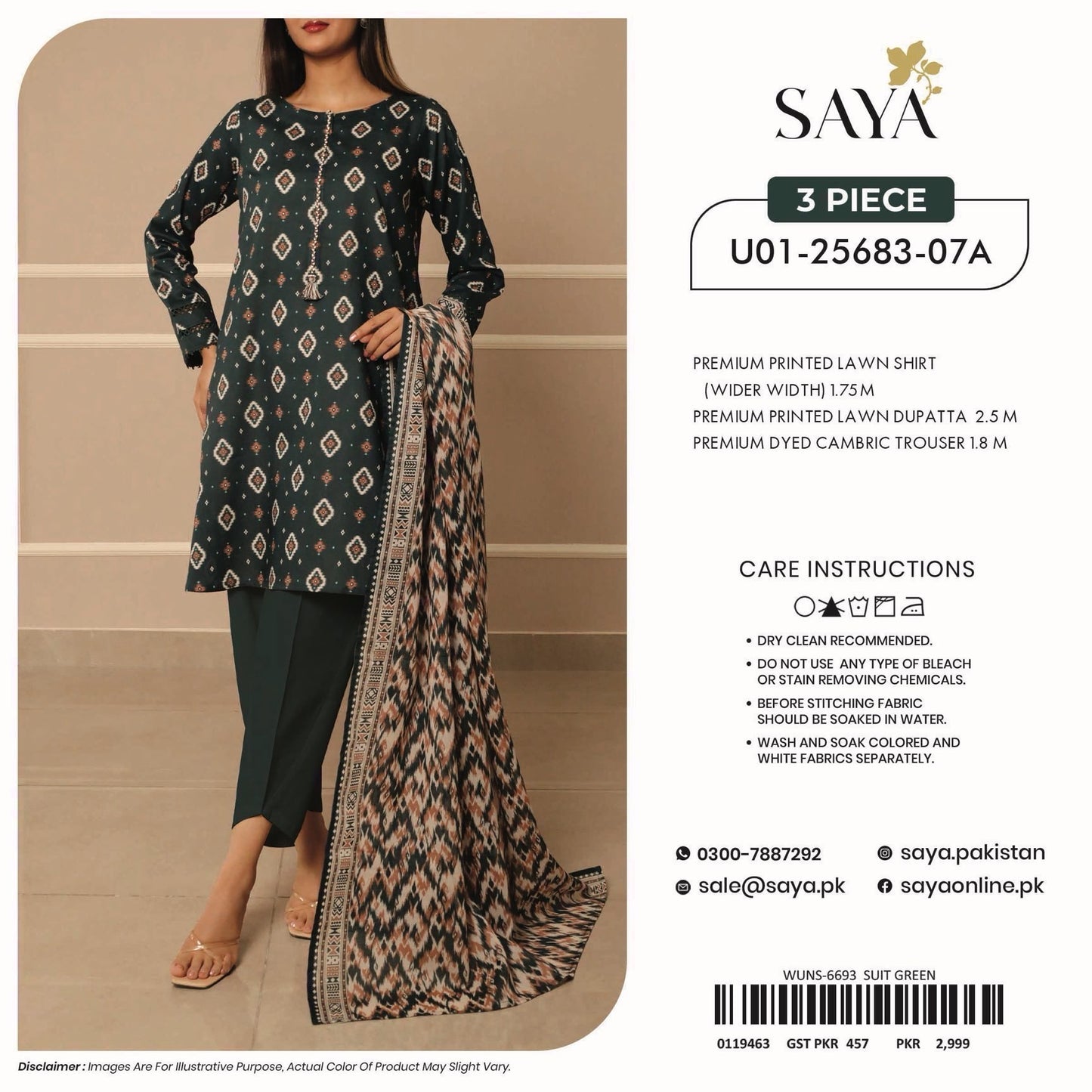 Saya Unstitched Printed 100% Original Cotton 3 PCs Suit In WHOLESALE PRICE 💯✨