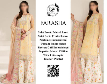 Farasha Elegant 3PC Unstitched Lawn Suit Collection