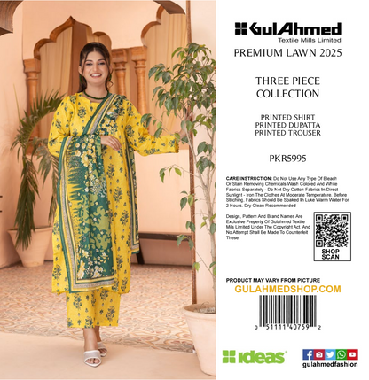 GulAhmed Lawn Zaman Original 3 PIECE