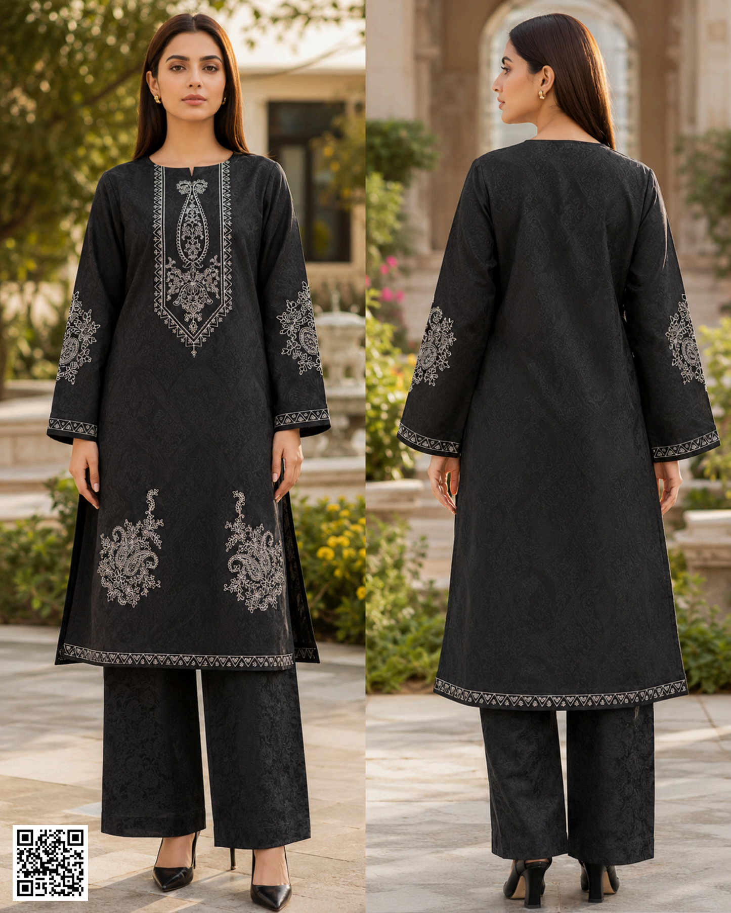 SALITEX 2PC EMBROIDERED UNSTITCHED LAWN COLLECTION BLACK