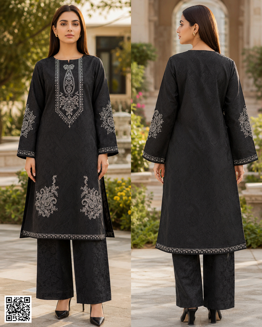 SALITEX 2PC EMBROIDERED UNSTITCHED LAWN COLLECTION BLACK