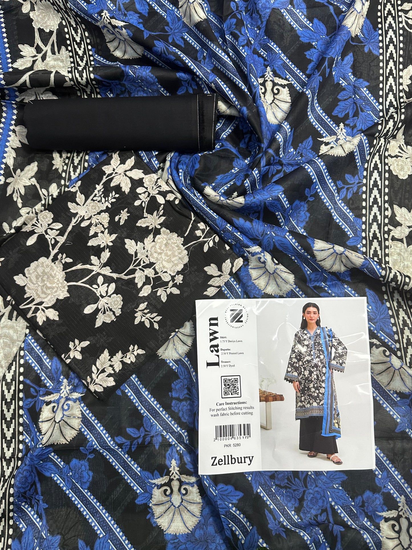 Zellbury Doriya Lawn 3 Pcs Unstitched Collection D.C:- WUS24X21709