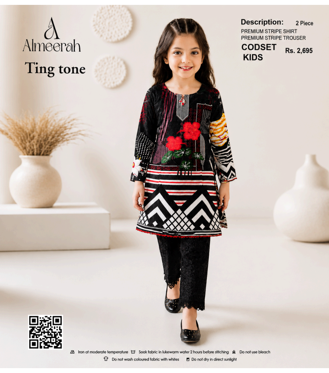 Almeerah Ting Tone Unstitched Kids 2Pcs Collection