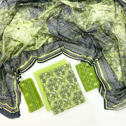 Fleur By Almeerah - Parrot Vibe – Digital Chundri Lawn