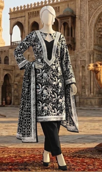 Sawera B&W Unstitched 3Pcs D-03