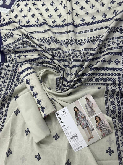 ZELLBURY Unstitched 3pcs Lawn Collection D.C:- WUS26X31007