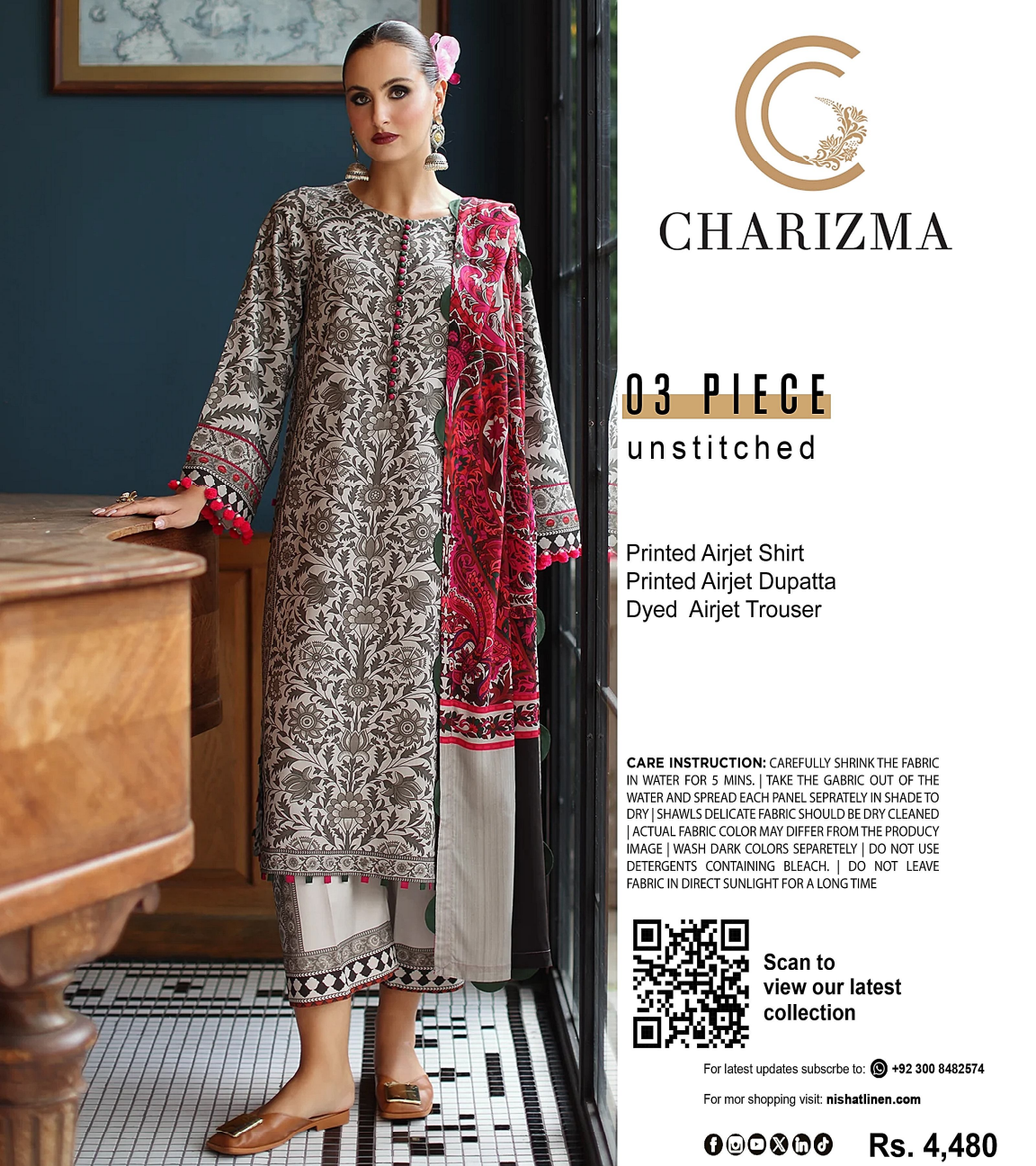 CHARIZMA LAWN COLLECTION 3 PIECE SUIT Design # 04
