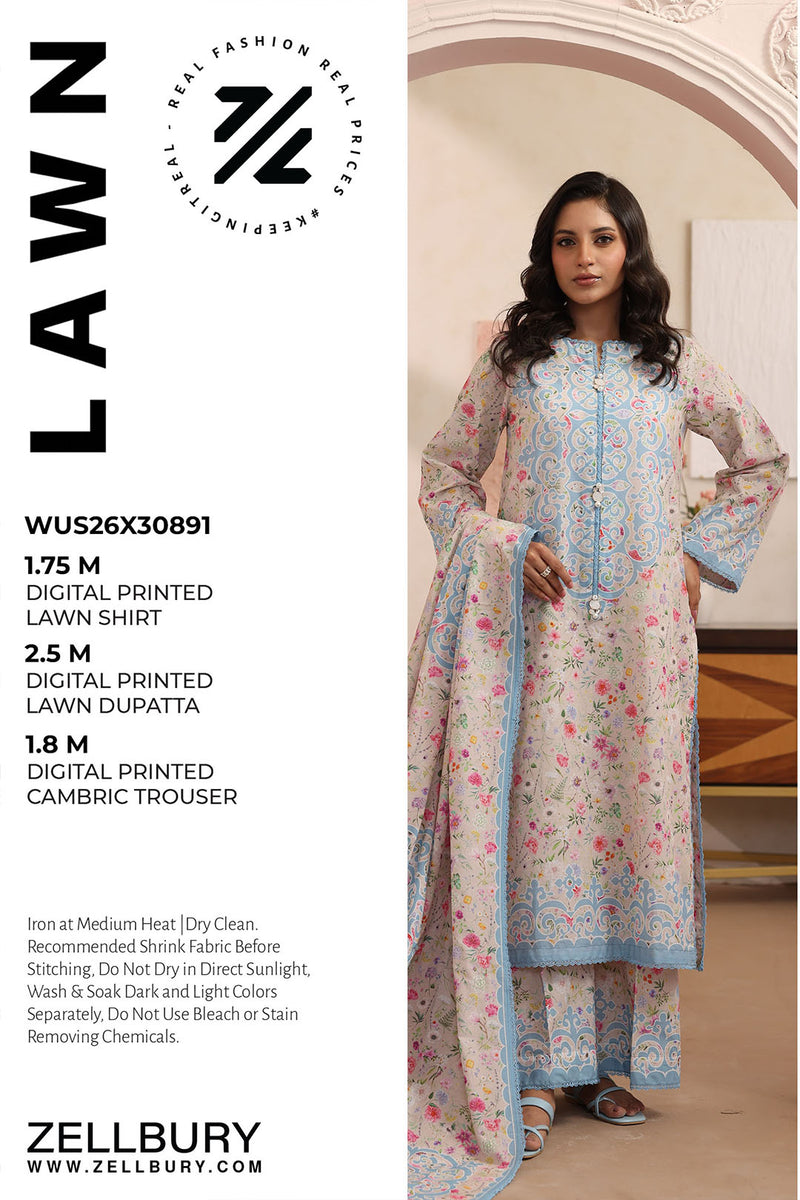 Zellbury D.C:-WUS26X30891  Printed Lawn 3Pcs Collection