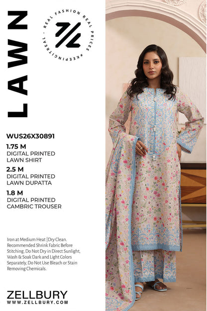 Zellbury D.C:-WUS26X30891  Printed Lawn 3Pcs Collection