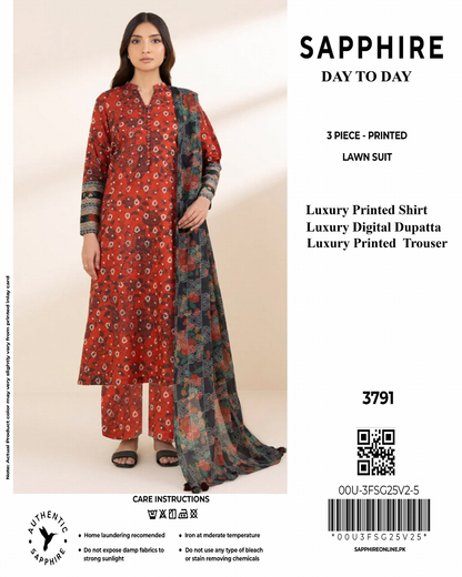SAPPHIRE Lawn Unstitched 3 Pieces in Wholesale Price 🔥🧡