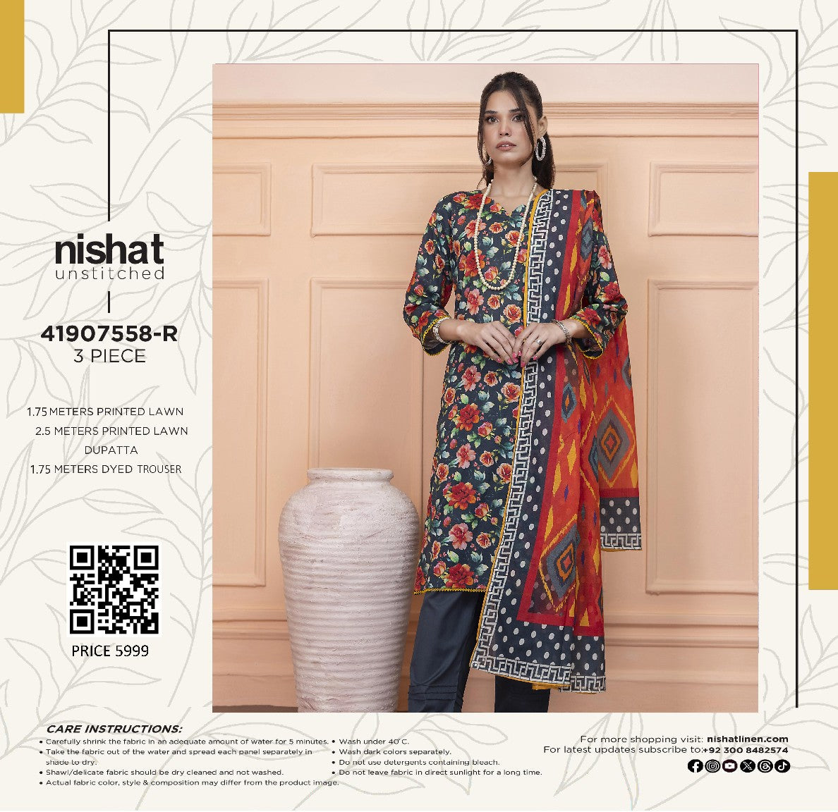Nishat Printed Lawn 3P In Wholesale Price