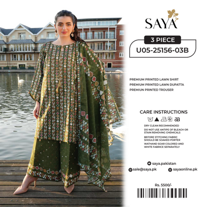Saya 3 PCs Unstitched Lawn Collection D.No :-04