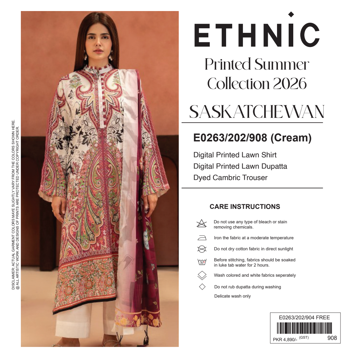 Ethnic Cream Digital Printed Lawn Collection