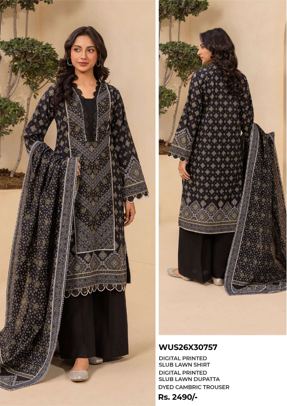 ZELLBURY Unstitched 3pcs Lawn Collection D.C:- WUS26X30757