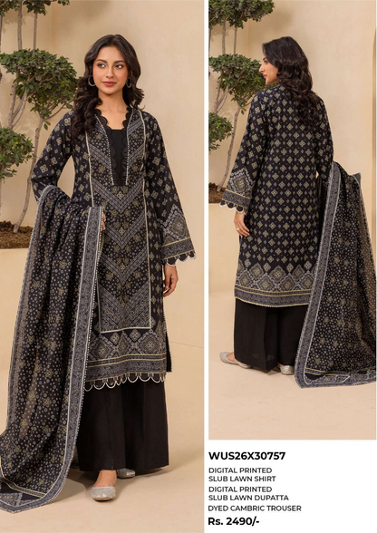 ZELLBURY Unstitched 3pcs Lawn Collection D.C:- WUS26X30757