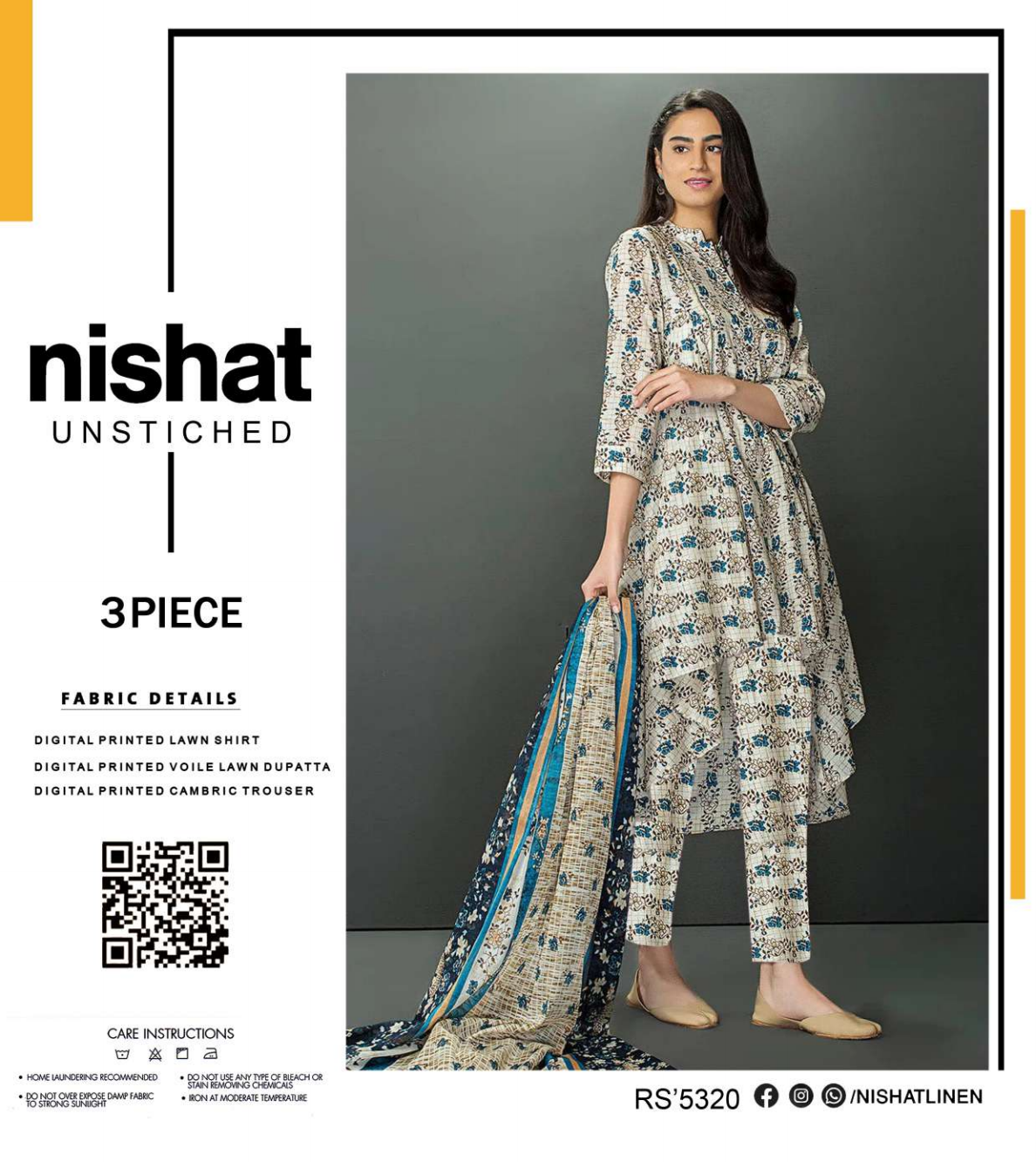 NISHAT LAWN UNSTITCHED SAME AS ORIGINAL 3PCS