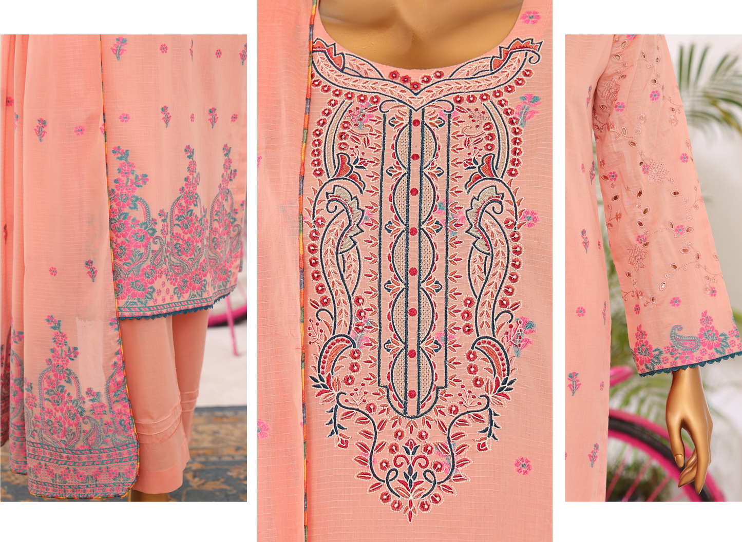 MTF MUSKAN JACQUARD 100% ORIGINAL CHIKENKARI SLEEVES 3PCS 👌🌼❤️