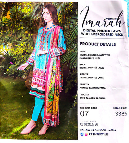 IMARAH Premium Digital Printed Lawn Unstitched Collection