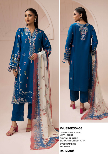 Zellbury Signature Unstitched 3PCs Collection D-C:- WUS26E30455
