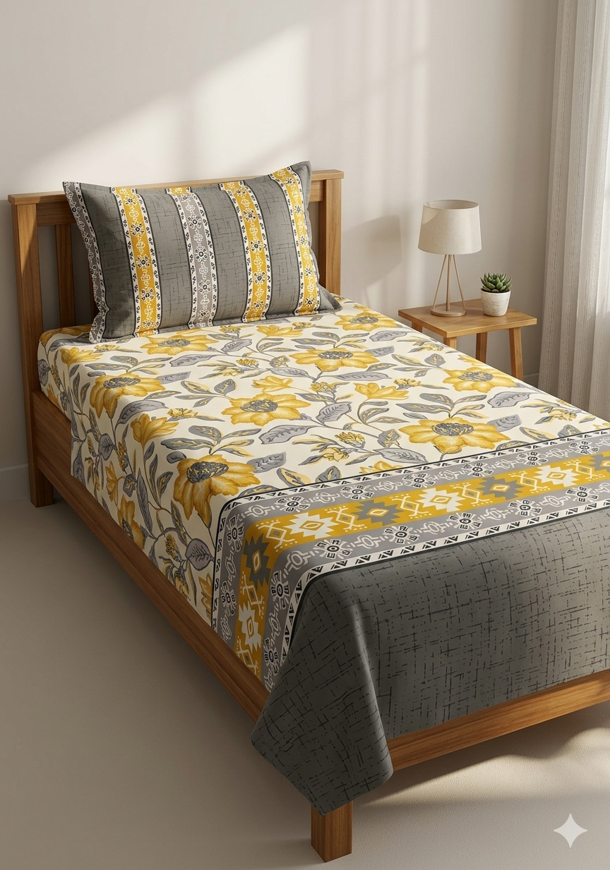 Single Bedsheet Salonika Pure Cotton Printed