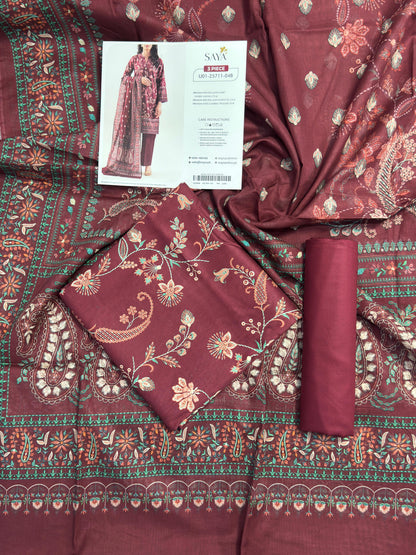 Saya 3 Piece Premium Lawn Collection D.C:U01-25711-04B