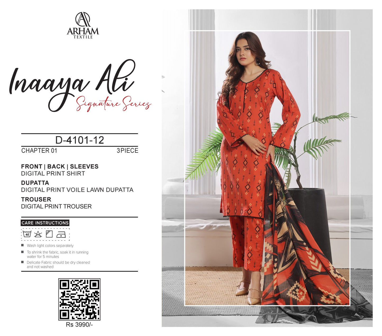 Inaaya Ali By ARHAM TEXTILE 3P