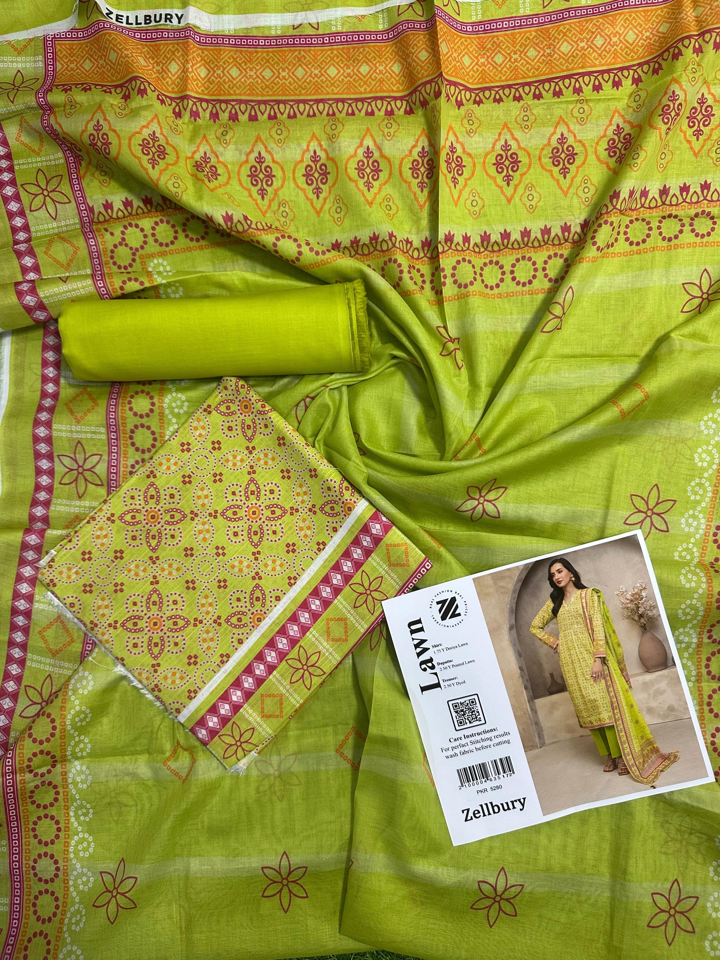 Zellbury Doriya Lawn 3 Pcs Unstitched Collection D.C:- WUS25X30121