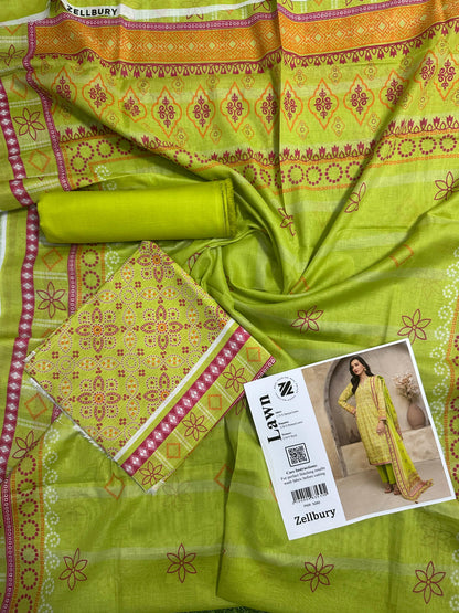 Zellbury Doriya Lawn 3 Pcs Unstitched Collection D.C:- WUS25X30121