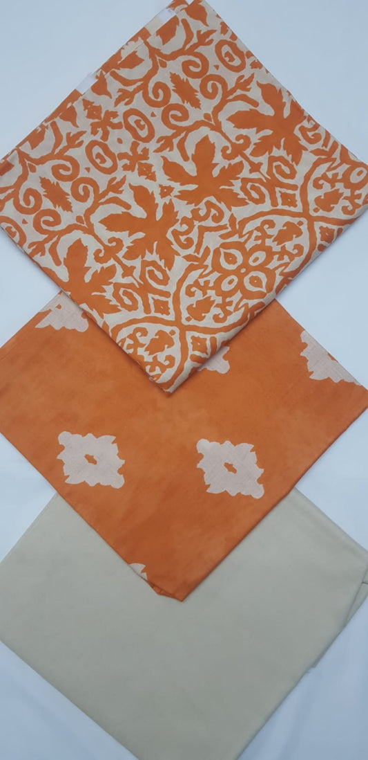 Alkaram Orange Lawn 3Pcs