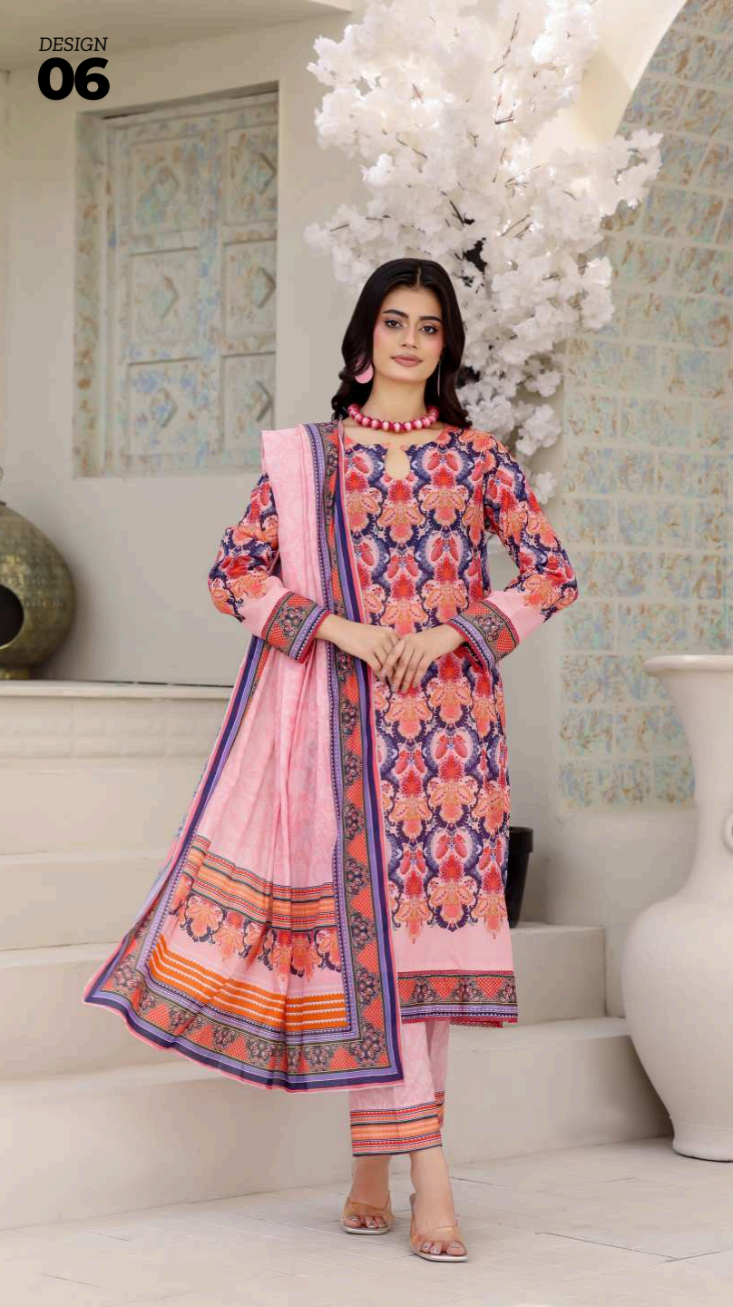 ALISHA D-06 DIGITAL PRINTED LAWN  3PCS