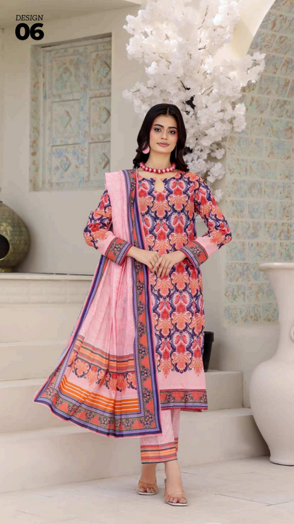 ALISHA D-06 DIGITAL PRINTED LAWN  3PCS