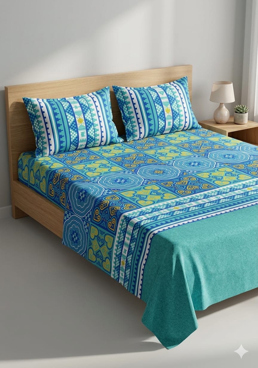 SALONIKA PURE COTTON BEDSHEETS Most Demanding Collection Full Printed King Size Bedsheets
