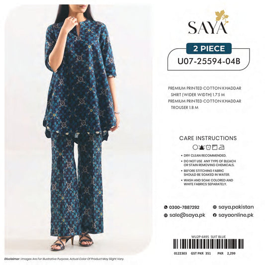 SAYA 100% ORIGINAL Unstitched Cotton Khaddar 2 Piece 🔥❤️